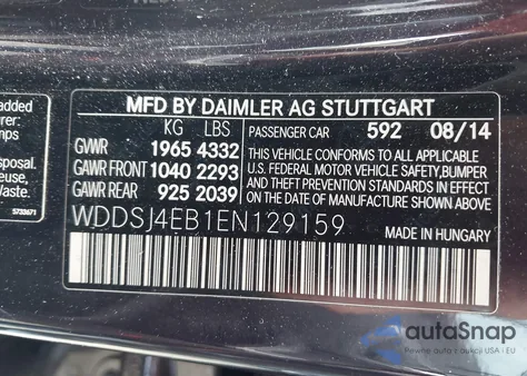 2014 Mercedes-Benz Cla 250 from USA, damaged, VIN WDDSJ4EB1EN129159